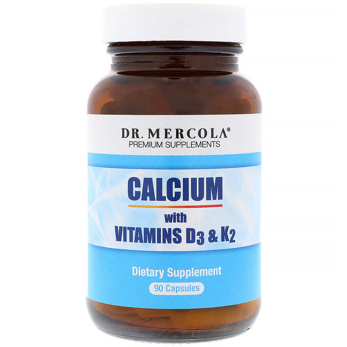 Dr. Mercola, Кальций с витаминами D3 и K2, 90 капсул