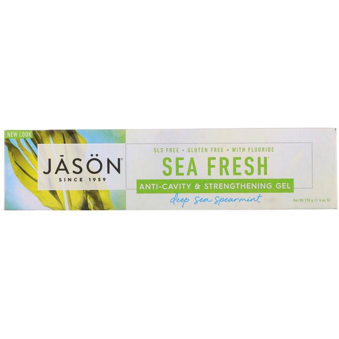 Jason Natural, Sea Fresh, гель для защиты от кариеса и укрепления зубов, глубоководная мята, 170 г