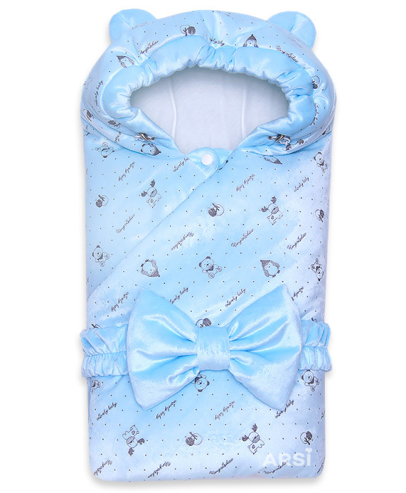 Одеяло с капюшоном &quot;Мишка&quot; 2пр. (синт.250гр.) голубой Арт.1153Г