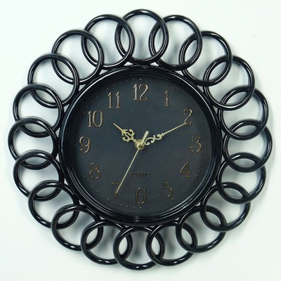Часы настенные, серия: Интерьер, Принцип, черные d=35 см
