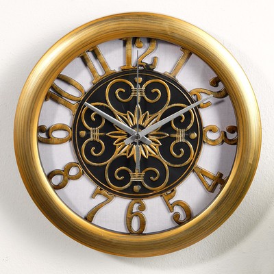 Часы настенные, серия: Интерьер, Роана, d=25 см, под золото