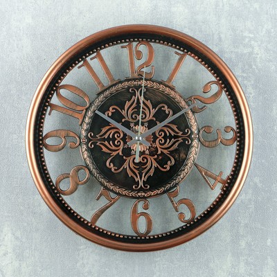 Часы настенные, серия: Интерьер, Стелла, 25х25х3 см, под бронзу