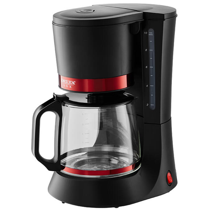 Кофеварка DELTA LUX DL-8152 черная с красным
