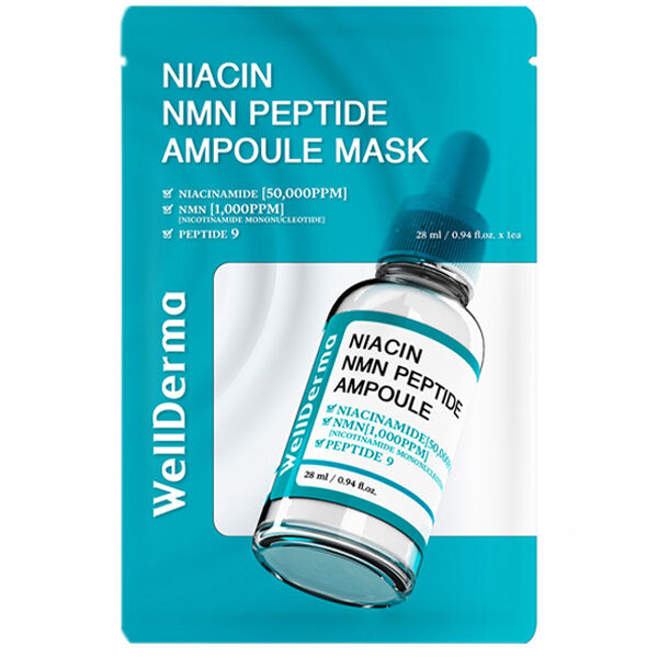 Тканевая маска для лица с пептидами WellDerma Niacin NMN Peptide Ampoule Mask, 1шт *28мл