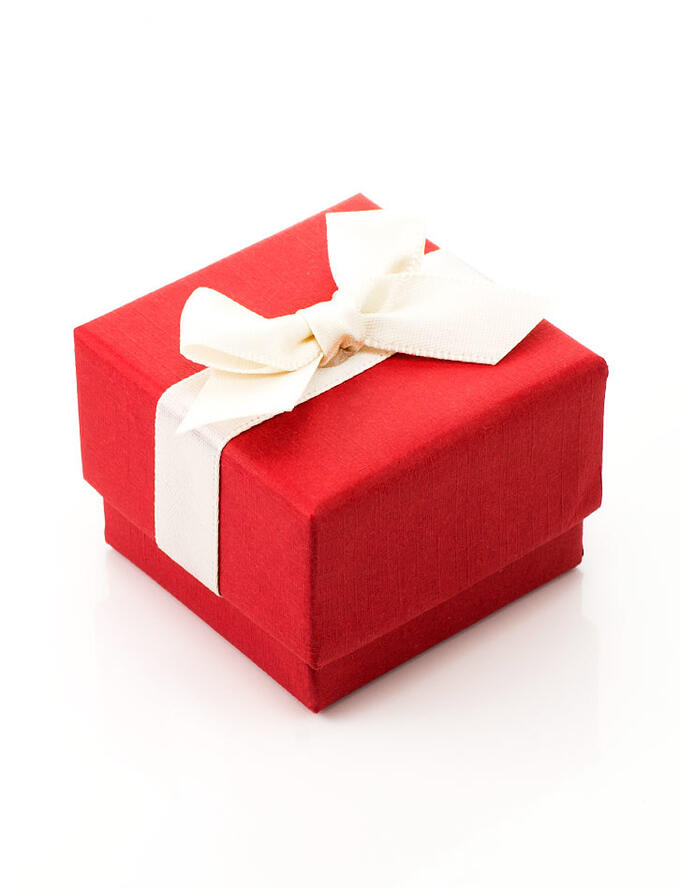 Подарочная коробочка 50х50х35 мм красная с белым бантом, 707602096