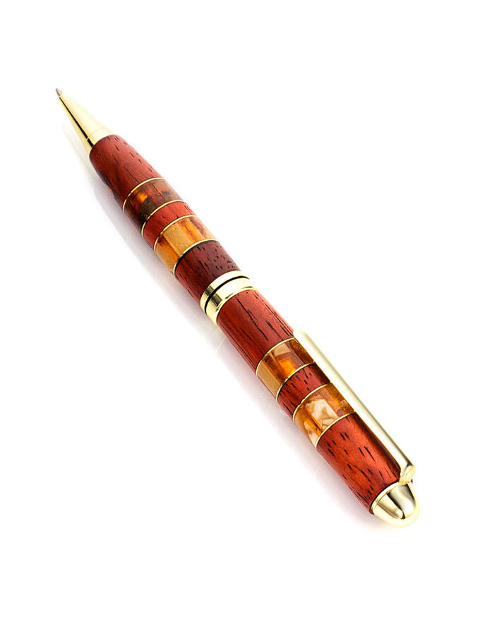 Ручка из древесины падука, со вставками из натурального янтаря, 810603207