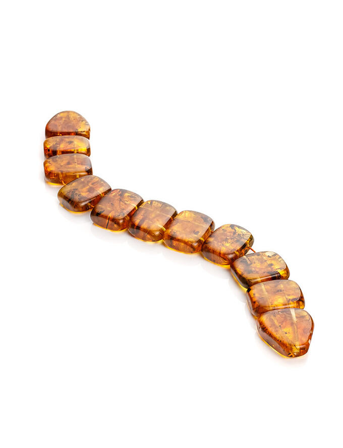 Перекидные чётки-змейка из формованного янтаря коньячного цвета, 812704076