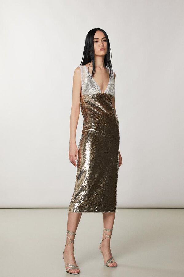 Patrizia Pepe ПЛАТЬЕ - BEIGE MARTINI/GOLD
