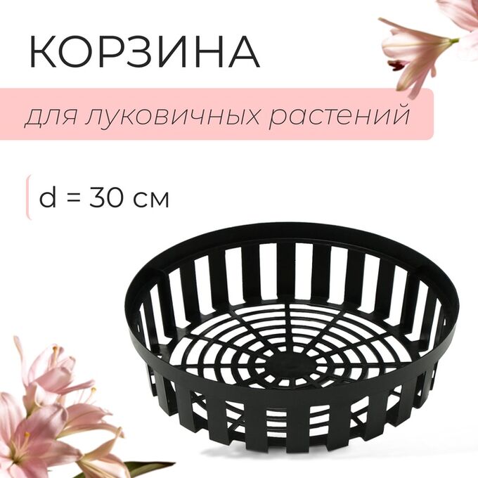 СИМА-ЛЕНД Корзина для посадки луковичных растений, круглая, d = 30 см, h = 8 см, чёрная