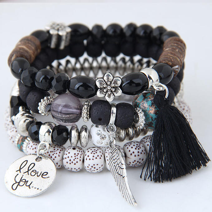 COSMOСOLLECTION_GIFTS Комплект браслетов с бусинами и подвесками