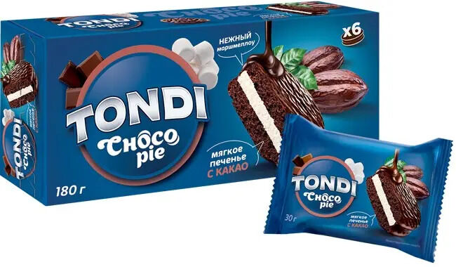 Яшкино Пирожное Tondi Choco Pie какао 180г