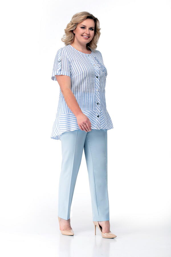 Блуза, брюки Мишель стиль Артикул: 779 голубой