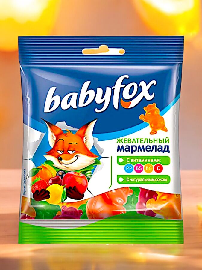 Яшкино Мармелад жевательный «BabyFox» с соком ягод и фруктов, 30 г