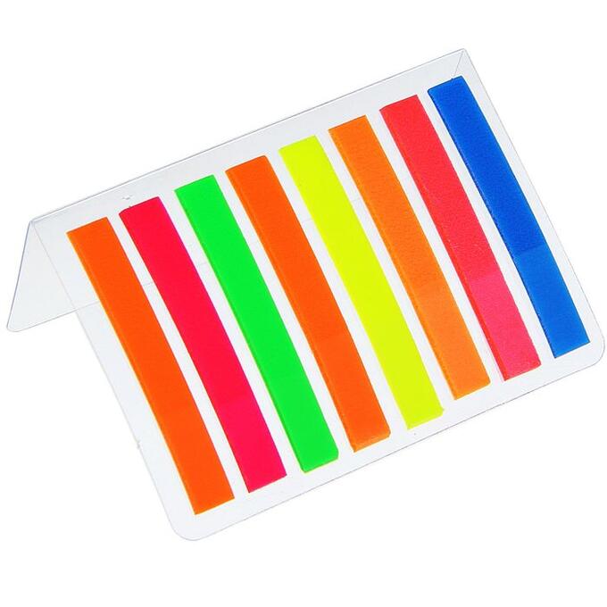 Calligrata Блок-закладки с липким краем 5 мм х 45 мм, пластик, 21 лист, в блистере, 8 цветов, МИКС