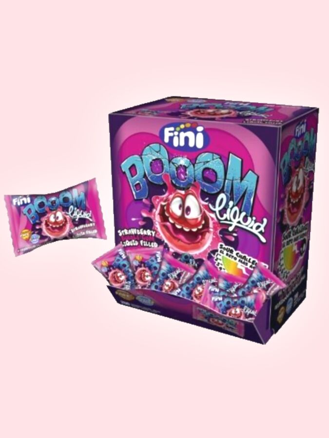 Жевательная резинка Fini Boom с клубничной начинкой 5 гр