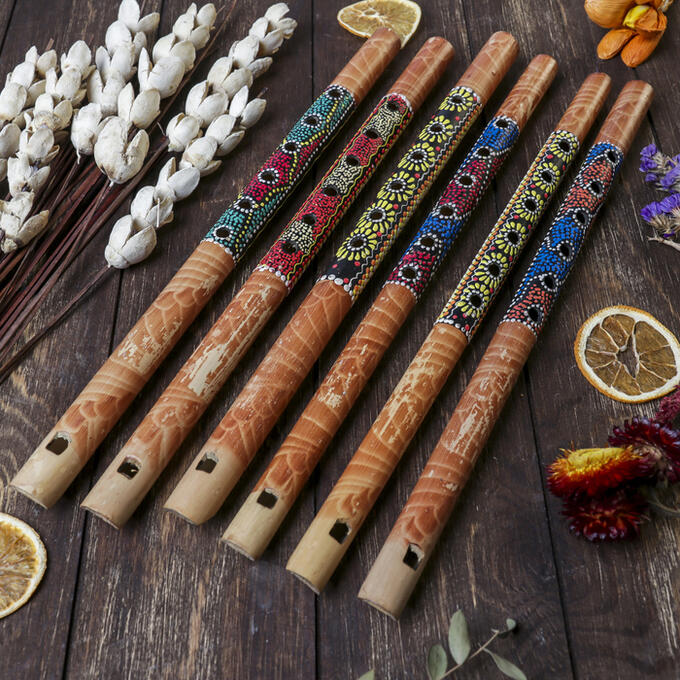 СИМА-ЛЕНД Музыкальный инструмент бамбук &quot;Флейта Этнический орнамент&quot; 35x2,5x2,5 см