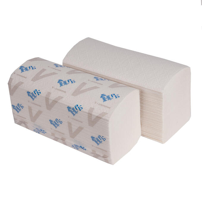 Полотенца бумажные для диспенсера V-слож, 2-сл. (белые) 200 шт/упак, 38 гр/м2
