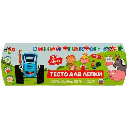 ГЕРДА Тесто для лепки 3 цв./50 гр.&quot;MulriArt&quot;  Синий трактор,кор 19*6*5 см