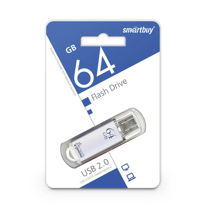 USB 3.0  накопитель Smartbuy 64GB V-Cut Silver (SB64GBVC-S3)