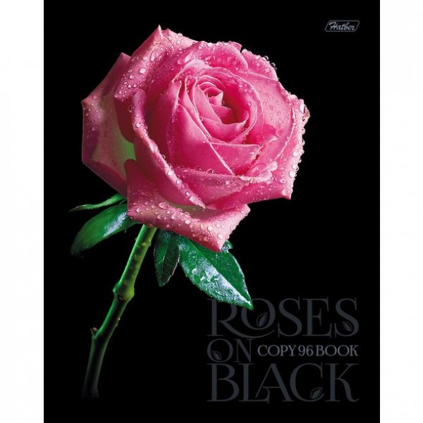 Тетрадь 96 л А5 клетка &quot;Хатбер Roses on black&quot; 1/6 арт. 96Т5лолВ1