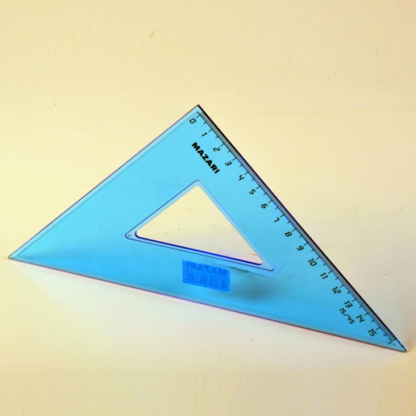 Треугольник 45 гр./16см &quot;Mazari&quot; прозр. синий 1/10/60 арт. M-9716