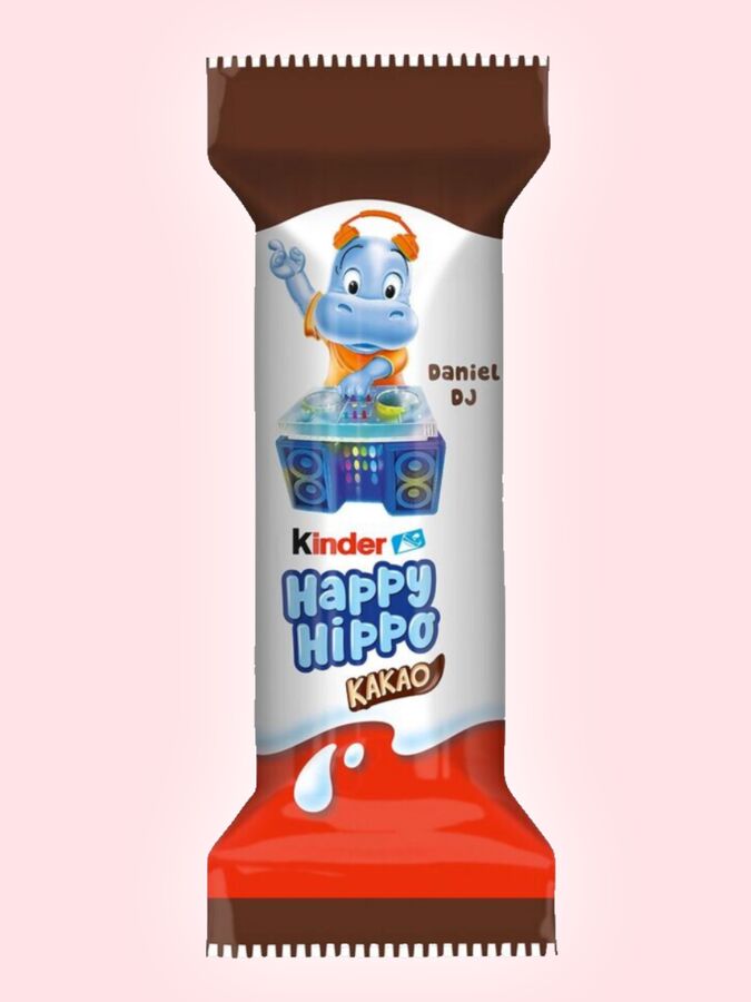 Вафельный батончик Kinder Mini Happy Hippo Kakao в виде бегемотика Киндер Мини Хэппи Хиппо Какао с шоколадной начинкой 20.7 гр