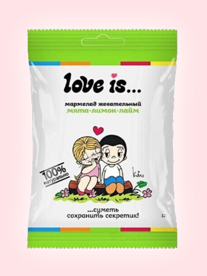 Уценка! Жевательный мармелад в виде сердца Love is Жуймиксик со вкусом мяты, лимона и лайма 25 гр