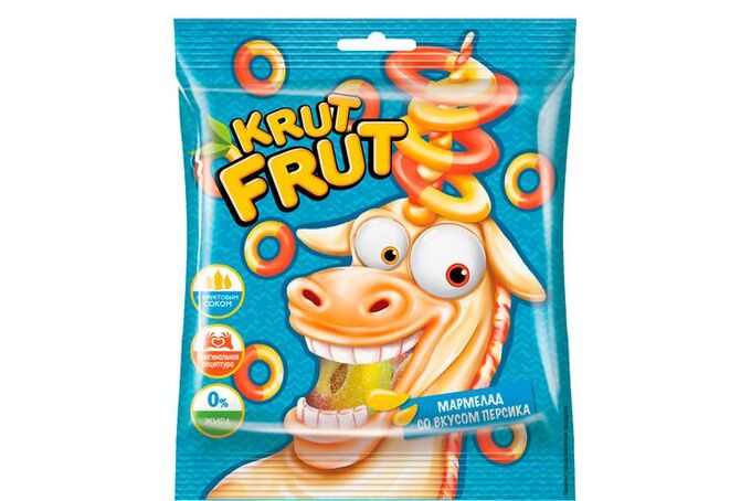 Яшкино «KrutFrut», мармелад жевательный «Колечки со вкусом персика», 70 г