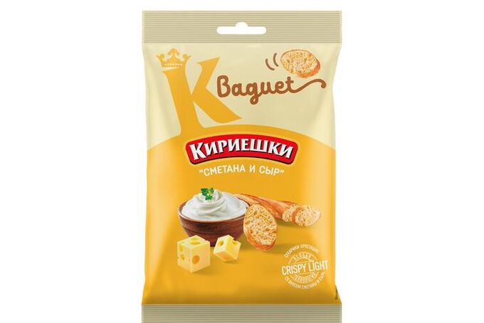 Яшкино «Кириешки Baguet», сухарики со вкусом сметаны и сыра, 50 г