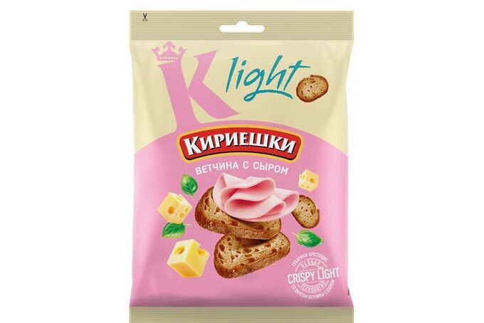Яшкино «Кириешки Light», сухарики со вкусом ветчины с сыром, 80 г
