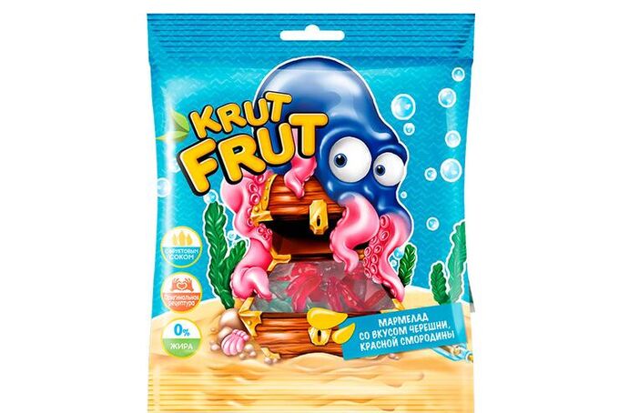 Яшкино «KrutFrut», мармелад жевательный в форме осьминожек, 100 г
