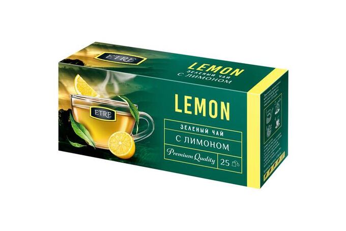 Яшкино «ETRE», чай Lemon зелёный с лимоном, 25 пакетиков, 50 г