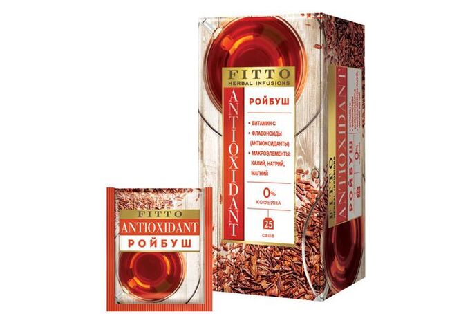 Яшкино «Fitto», чай травяной Antioxidant Ройбуш, 25 пакетиков, 37,5 г