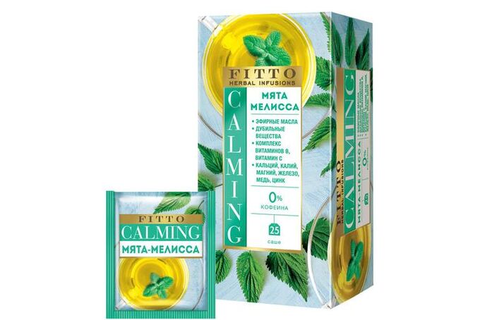 Яшкино «Fitto», чай травяной Calming. Мята – Мелисса, 25 пакетиков, 37,5 г
