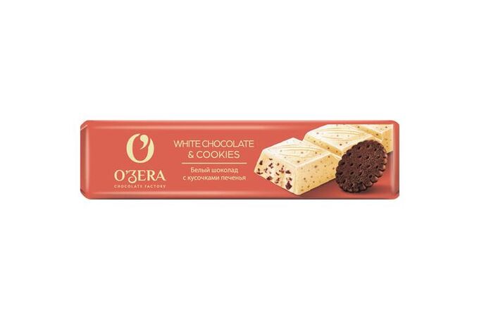 Яшкино «O&#039;Zera», шоколадный батончик White &amp; Cookies, 45 г (упаковка 30 шт)