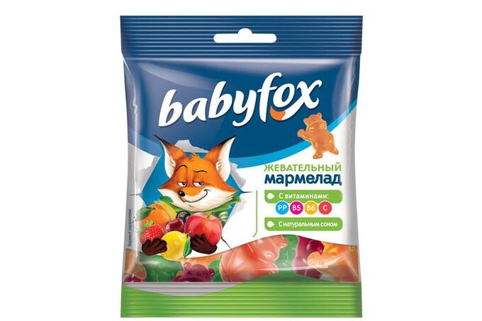 Яшкино «BabyFox», мармелад жевательный с соком ягод и фруктов, 30 г
