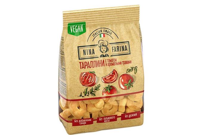 Яшкино «Nina Farina», тараллини с томатом и ароматными травами, 180 г