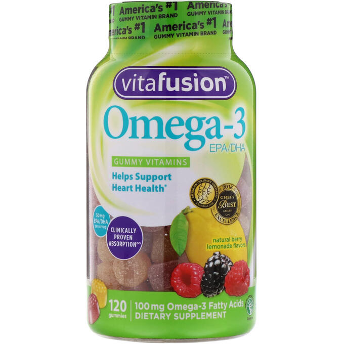 VitaFusion, Витаминный комплекс для взрослых с омега-3-полиненасыщенными жирными кислотами, ЭПК/ДГК (EPA/DHA), 120 жевательных пастилок
