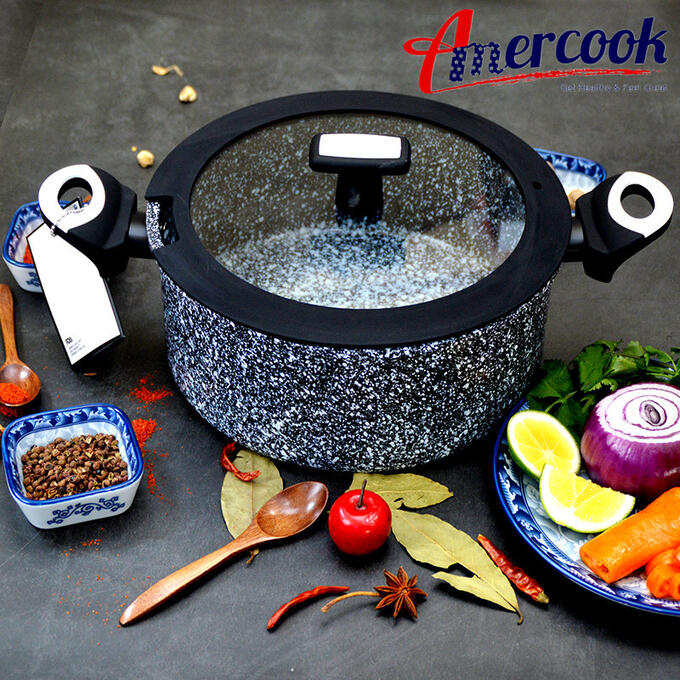 Кастрюля Amercook 24см с керамическим, антипригарным покрытием, в комплекте с крышкой.