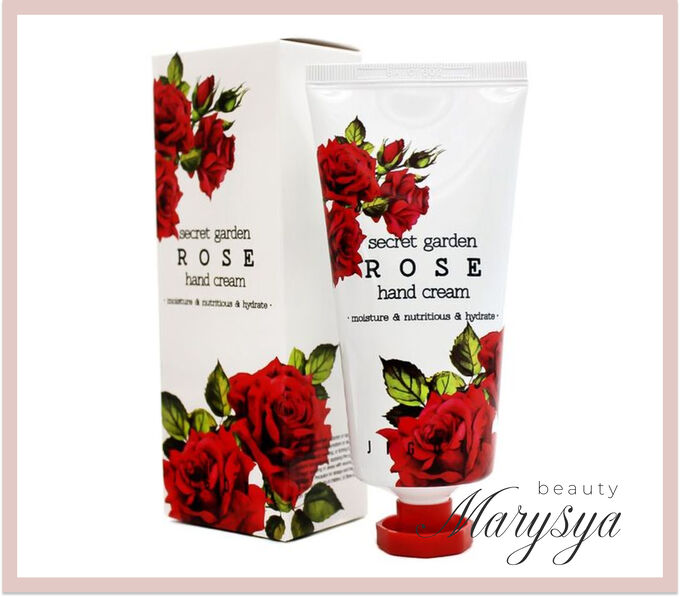 Jigott Крем для рук с экстрактом розы Hand Cream Rose Secret Garden, 100 мл