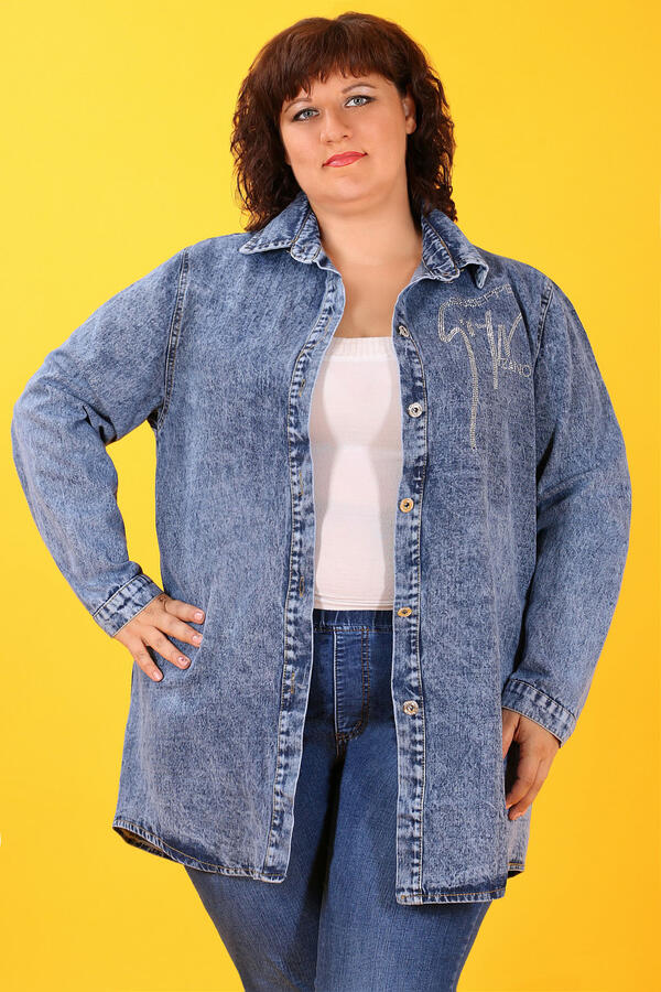 Куртка джинсовая больших размеров, К8 1323 Куртка джинсовая