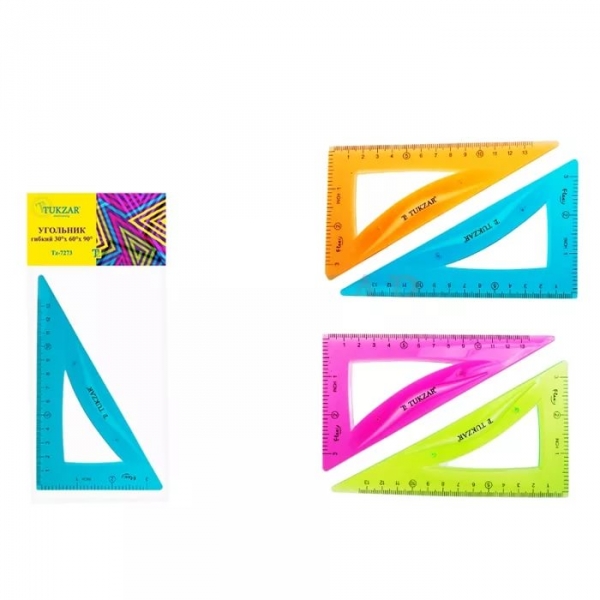 Треугольник гибкий, пластиковый, 30*х60*х90*, 5 цветов в ассортименте