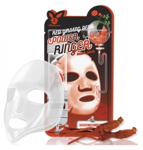Elizavecca НАБОР Тканевая маска для лица КРАСНЫЙ ЖЕНЬШЕНЬ Red gInseng Deep Power Ringer Mask Pack, 10 шт