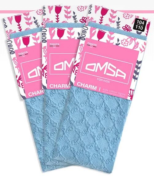 Omsa kids Collant 12A11-3 колготки детск. х/б blu сhiaro ажурный р.140-146см 1шт 6шт 795441