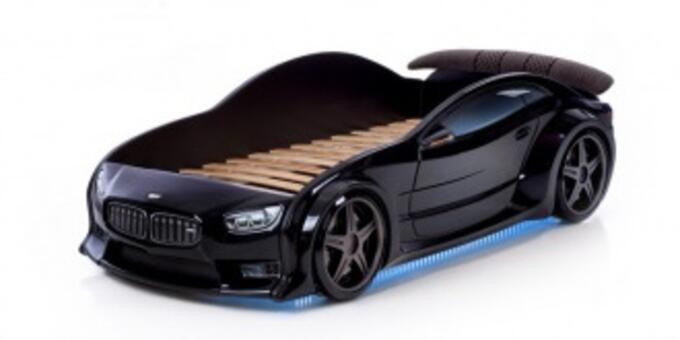 Кровать-машина БМВ-EVO черная  , объемная 3D