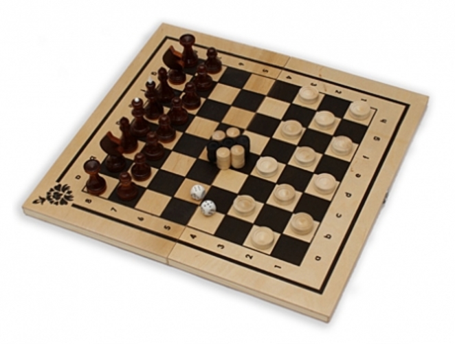 Набор 3 в 1 Нарды, шашки, шахматы (40*21 см)
