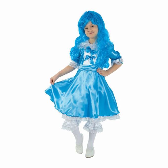 Детский карнавальный костюм &quot;Мальвина&quot;, р-р 32, рост 122-128 см, цвет ярко-голубой