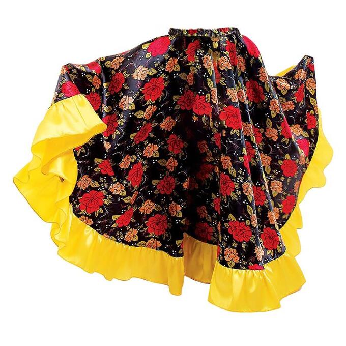 Цыганская юбка для девочки с желтой оборкой по низу длина 75 (рост 134-140)