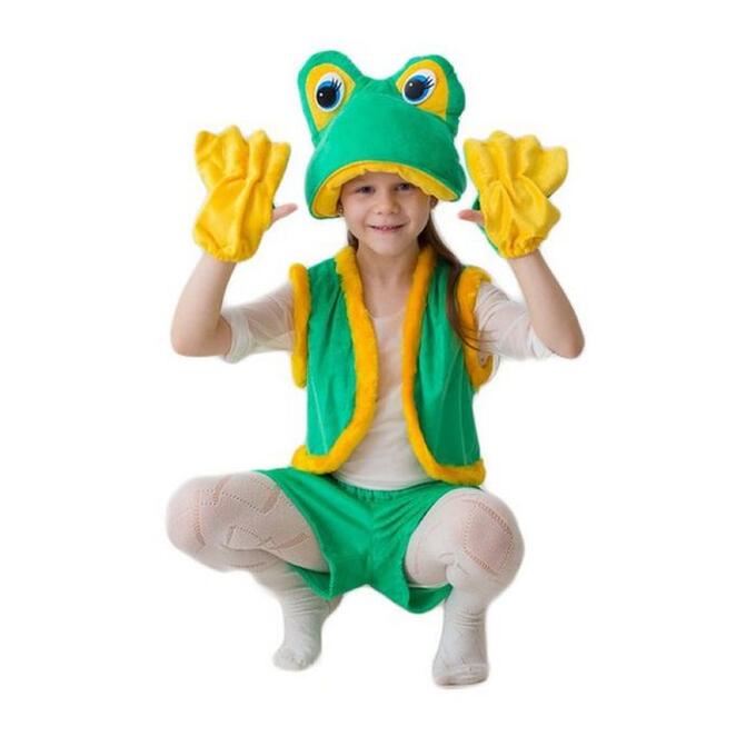 Карнавальный костюм &quot;Лягушка-квакушка&quot;, шапка, жилет, шорты, перчатки, 5-7 лет, рост 122-134 см