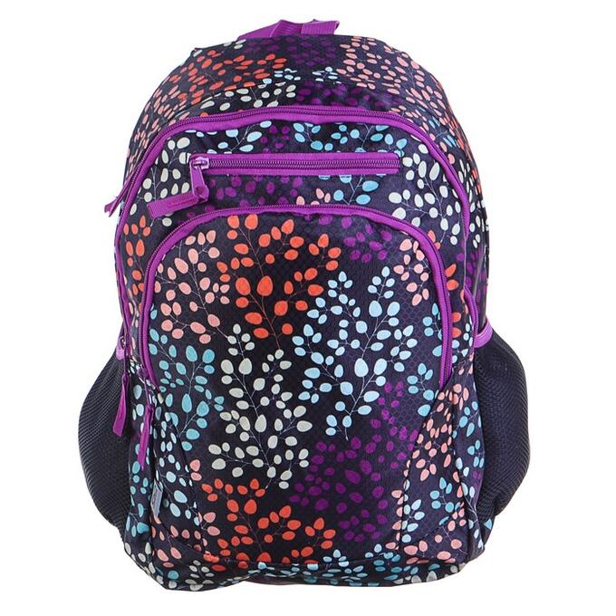 Рюкзак молодежный GoPack 132 42x32x16 см, эргономичная спинка, чёрный/фиолетовый